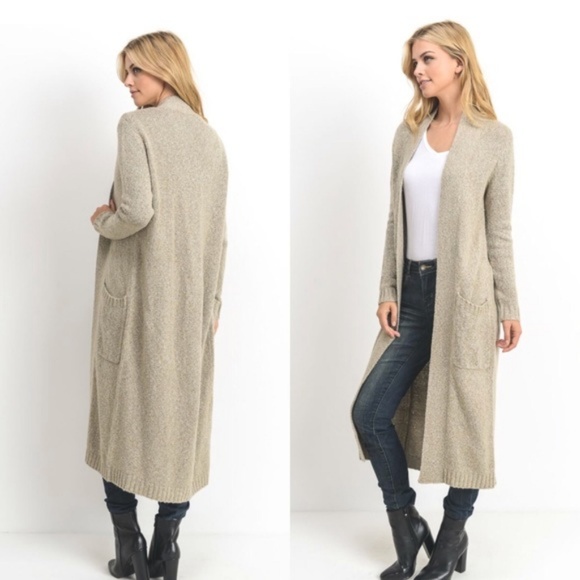 Open Front Long Line Knit Cardigan - Picture 3 of 4